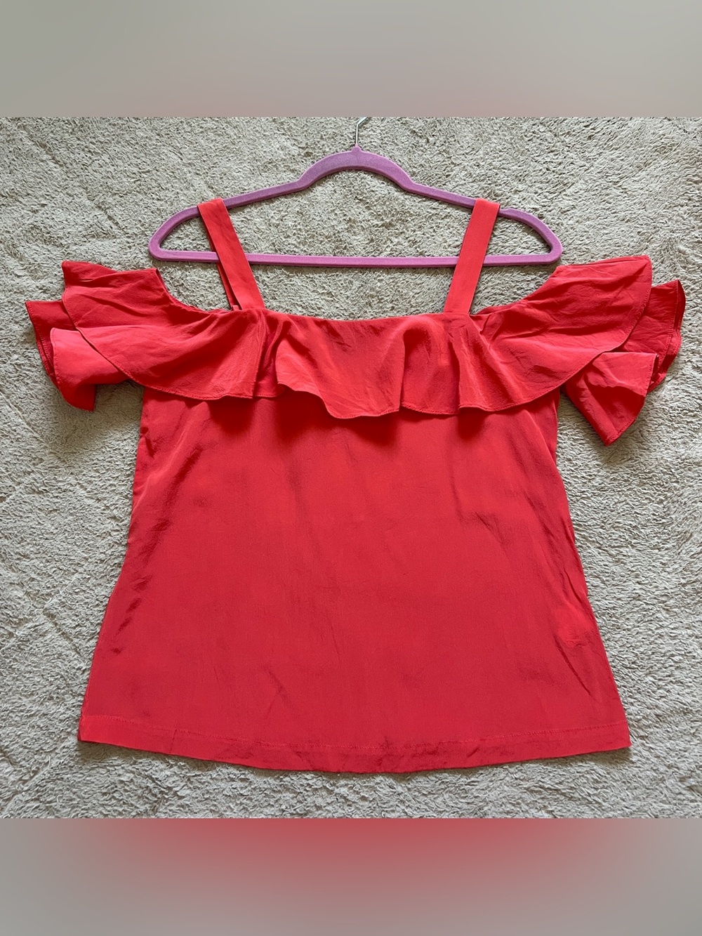 J. Crew Cold Shoulder Ruffle Silk Blouse Preppy‎ Old Money Minimalist Sz 2
